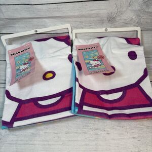 HELLO KITTY Beach Towels Lot of 2 Summer Pool 28 x 58" 100% Cotton NEW NWT